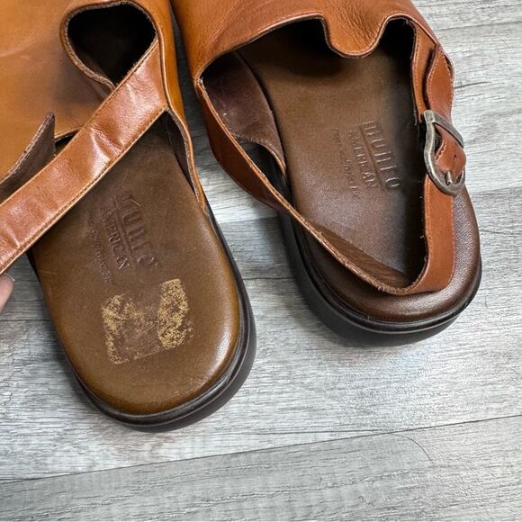 Munro American Brown Leather Slingback Sandals Minimalist Women’s Size 11 1/2 - Picture 5 of 7